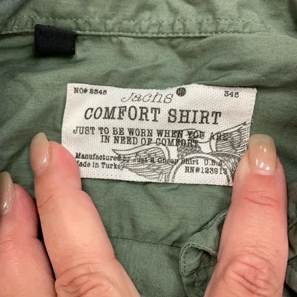 Jachs Comfort Shirt Olive Military Style Shirt Dress sz L (runs small) - Picture 4 of 8